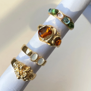 4 piezas Anillo con diseño de diamante de imitación