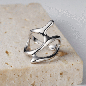 1 pieza Anillo con textura metálica de forma geométrica asimétrica