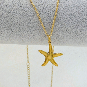 1 pieza Collar de colgante de estrella de mar dorado de acero inoxidable con estilo de playa oceánica