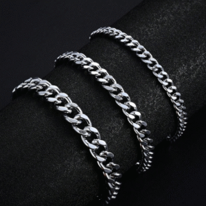1 Pulsera De Cadena De Acero Inoxidable Plateado Para Uso Diario De Hombres